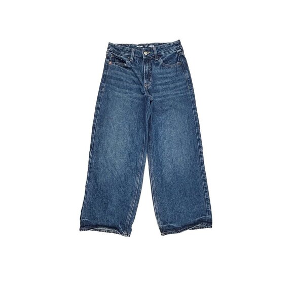 Old Navy Extra High Rise Wide Leg Crop Women's size 0P Dark Wash Blue Denim jean - Picture 1 of 4